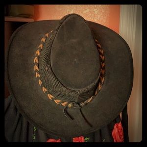 Black and Tan Leather Hat